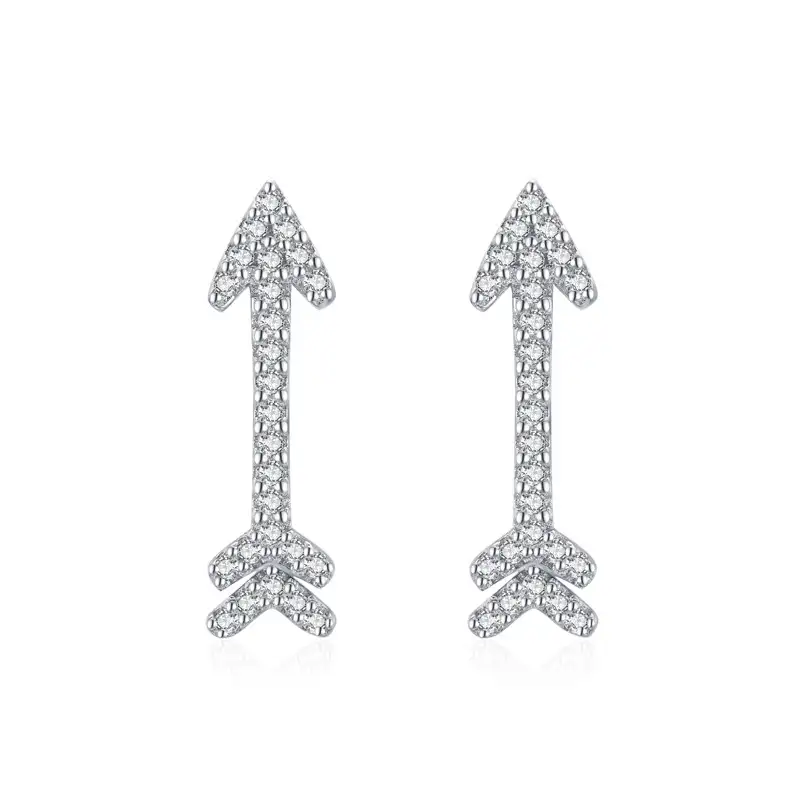 Sterling Silver Zirconia Love Arrow Stud Earrings 40200202