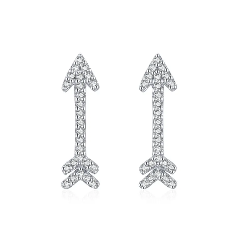 Sterling Silver Zirconia Love Arrow Stud Earrings 40200202