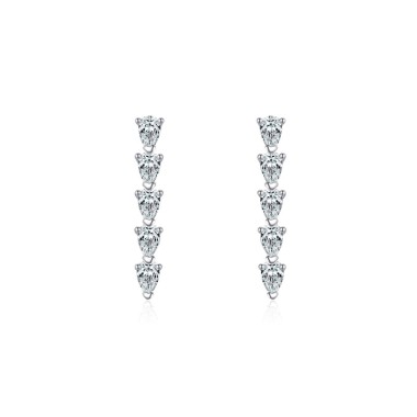 Sterling Silver Zirconia Waterdrop Stud Earrings 40200205