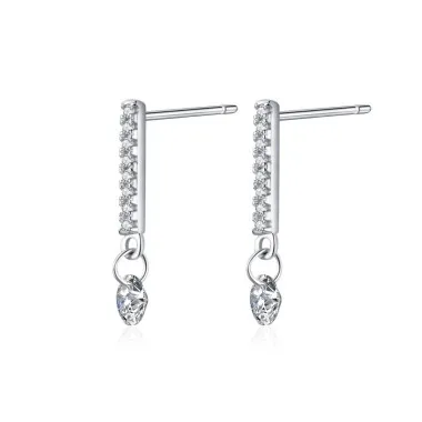 Sterling Silver Line Zirconia Stud Earrings 40200206