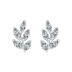 Sterling Silver Zirconia Leaf Stud Earrings 40200207