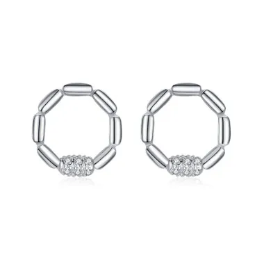 Sterling Silver Zirconia Knot Round Stud Earrings 40200208