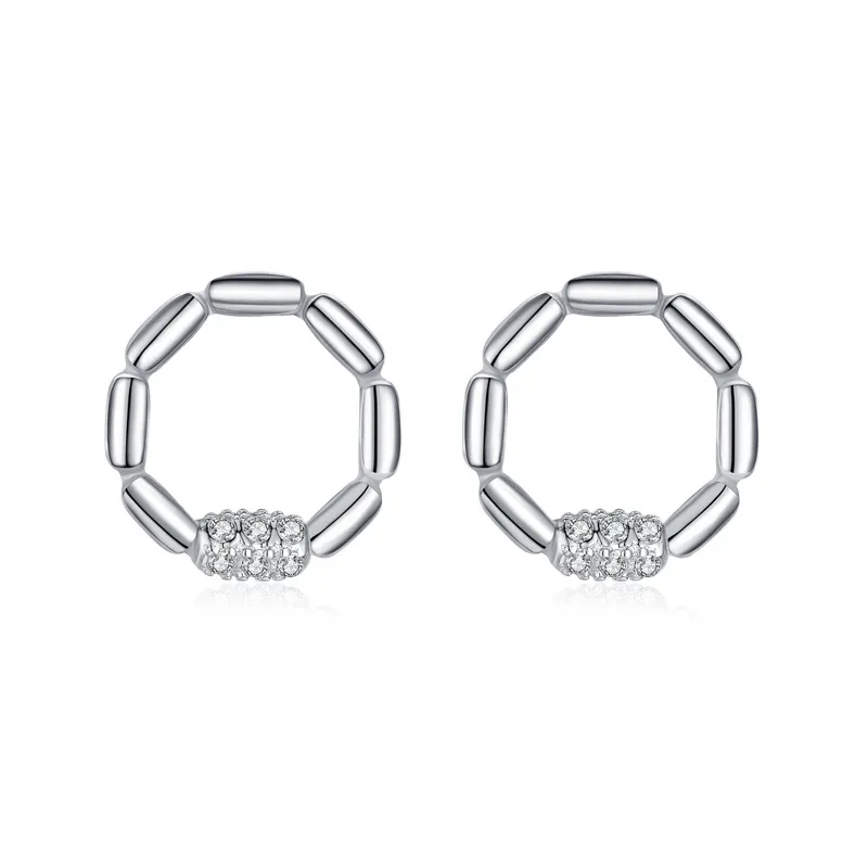 Sterling Silver Zirconia Knot Round Stud Earrings 40200208