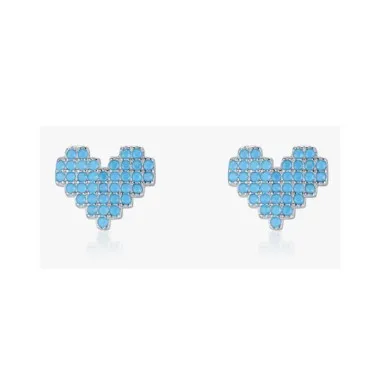 Sterling Silver Turquoise Heart Stud Earrings 40200210