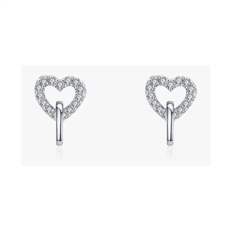 Sterling Silver Turquoise Double Heart Stud Earrings 40200211
