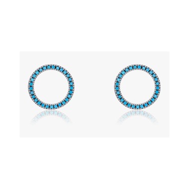 Sterling Silver Turquoise Round Stud Earrings 40200212