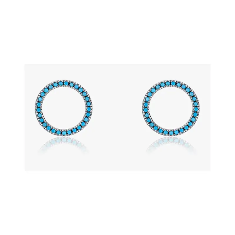Sterling Silver Turquoise Round Stud Earrings 40200212