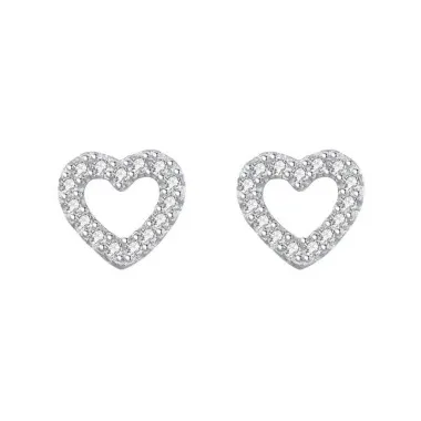 Sterling Silver Zirconia Heart Stud Earrings 40200215