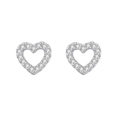 Sterling Silver Zirconia Heart Stud Earrings 40200215