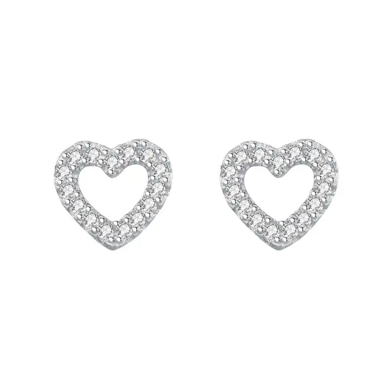 Sterling Silver Zirconia Heart Stud Earrings 40200215