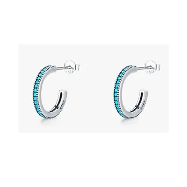 Sterling Silver Turquoise Hoop Stud Earrings 40200217