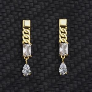 925 Sterling Silver Punk Spike Zirconia Earrings 40200218