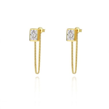 925 Sterling Silver Rectangle CZ Earrings 40200219