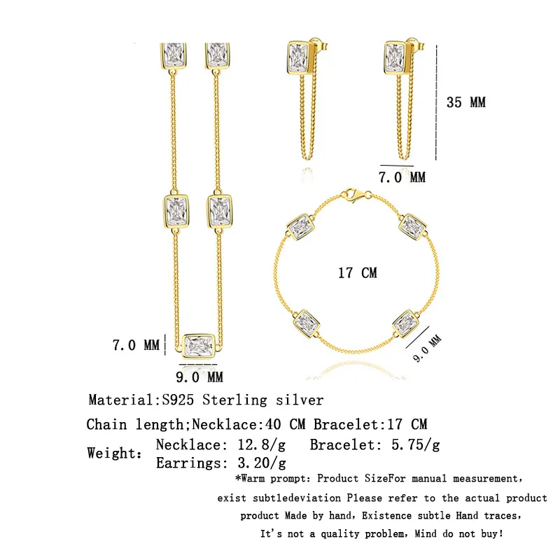 925 Sterling Silver Rectangle CZ Earrings 40200219 - image1