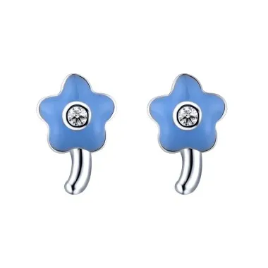 925 Sterling Silver Enamel Flower Stud Earrings 40200221