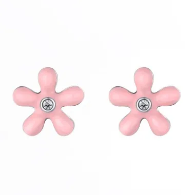 925 Sterling Silver Enamel Flower Stud Earrings 40200223