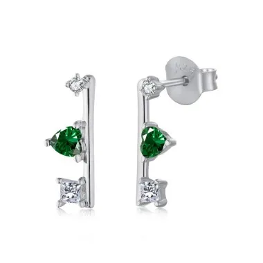 925 Sterling Silver CZ Heart Stud Earrings 40200224