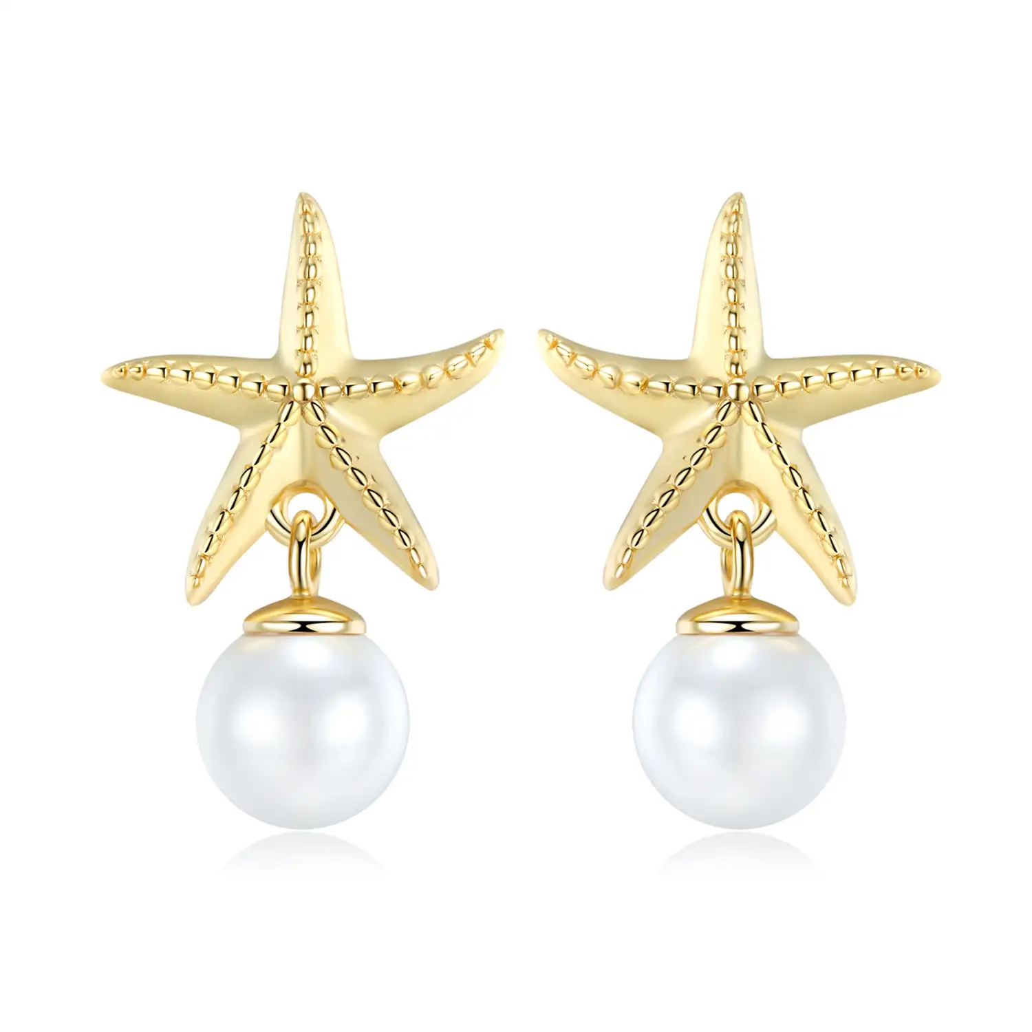 Sterling Silver Starfish Pearl Stud Earrings 40200226