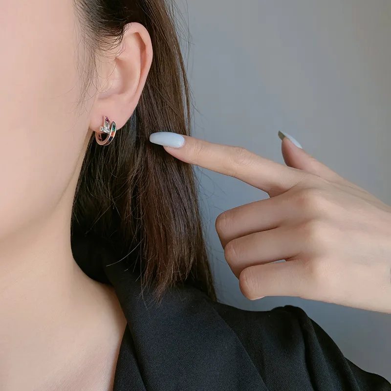 Rainbow Zirconia Nail Stud Earrings 40200228 - image1
