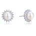 Elegant Pearl Zirconia Flower Stud Earrings 40200229