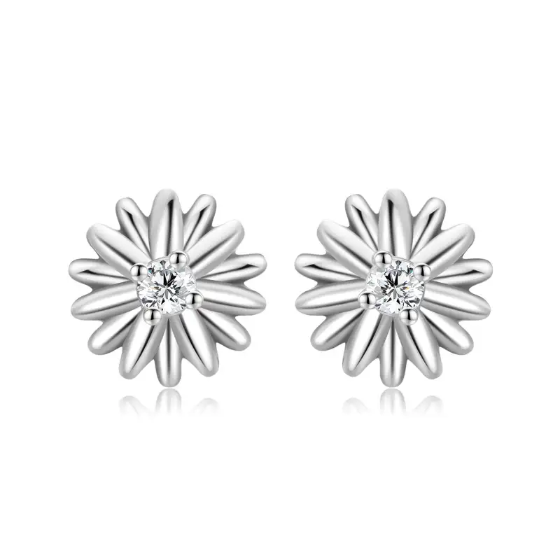 Blooming Daisy Zirconia Stud Earrings 40200231