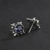Vintage Iris Blue Zirconia Stud Earrings 40200232
