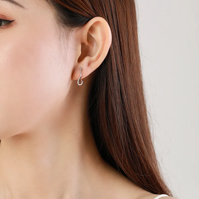 Zirconia Symbol Question Mark Stud Earring 40200233 - image2