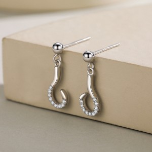 Zirconia Symbol Question Mark Stud Earring 40200233