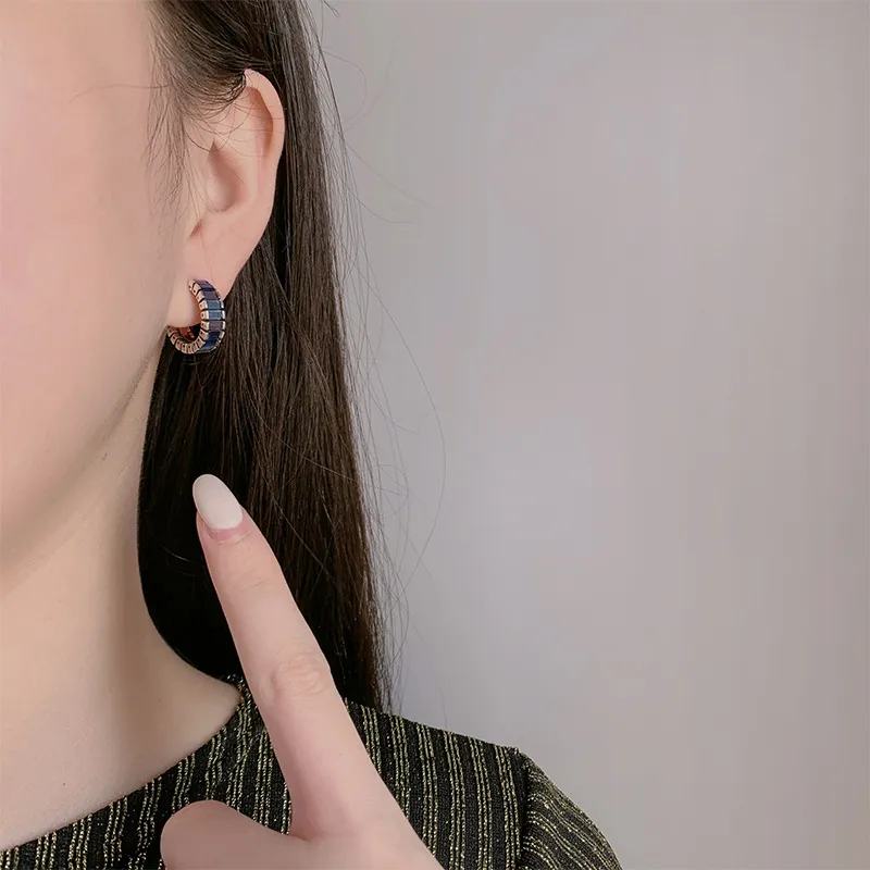 Ladder Blue Zirconia Hoop Stud Earring 40200235 - image2