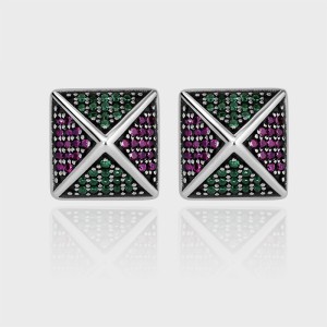 Vintage Zirconia Pyramid Stud Earrings 40200237