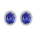 Royal Blue Oval Zirconia Stud Earrings 40200239