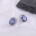 Royal Blue Oval Zirconia Stud Earrings 40200239