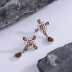 Birthday Stone Cross Stud Dangle Earrings 40200241