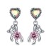 Zirconia Bears Heart Charm Stud Earring 40200243