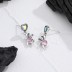 Zirconia Bears Heart Charm Stud Earring 40200243