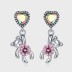 Zirconia Bears Heart Charm Stud Earring 40200243