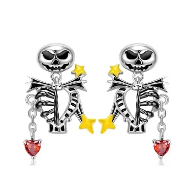 Gothic Punk Skull Claw Heart Stud Earring 40200246