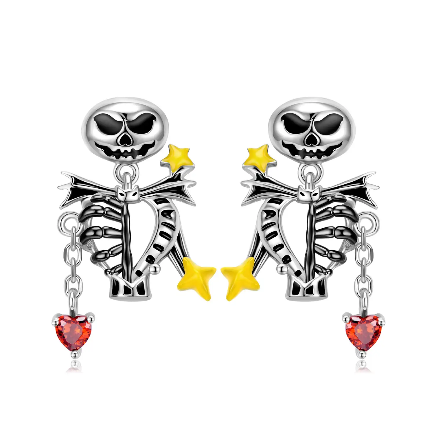 Gothic Punk Skull Claw Heart Stud Earring 40200246