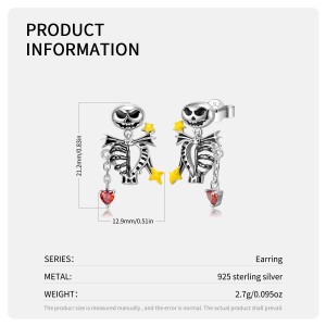 Gothic Punk Skull Claw Heart Stud Earring 40200246