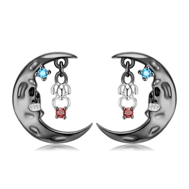 Stempunk Moon Zirconia Stud Earring 40200247