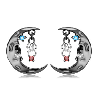 Stempunk Moon Zirconia Stud Earring 40200247