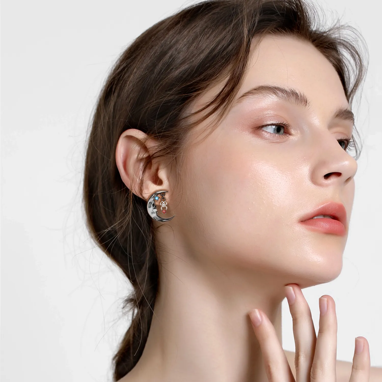 Stempunk Moon Zirconia Stud Earring 40200247 - image2