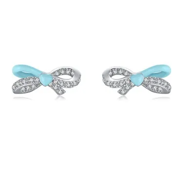 Lovely Zirconia Bow Stud Earring 40200253