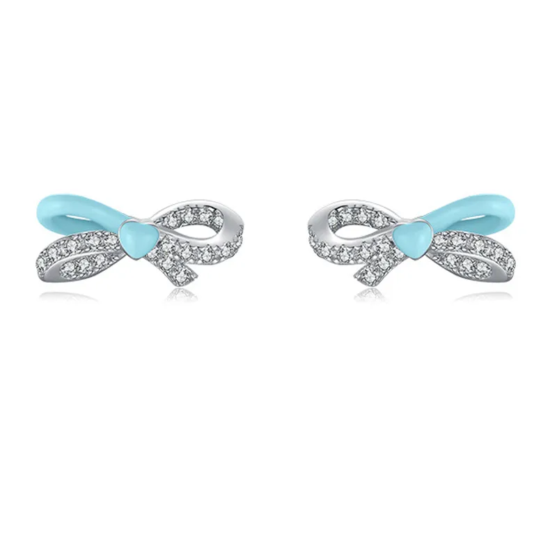 Lovely Zirconia Bow Stud Earring 40200253