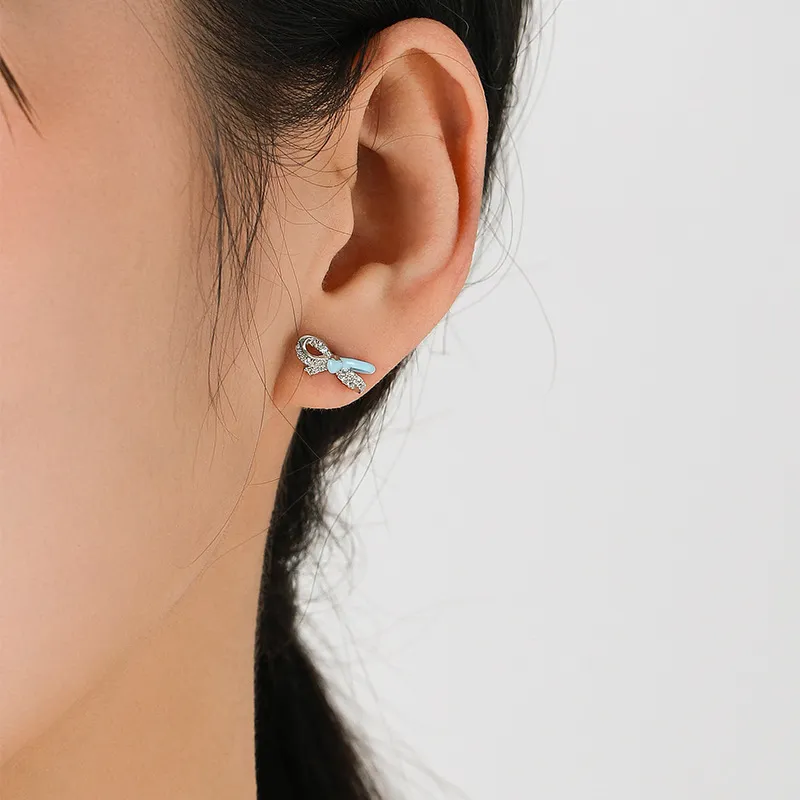 Lovely Zirconia Bow Stud Earring 40200253 - image2