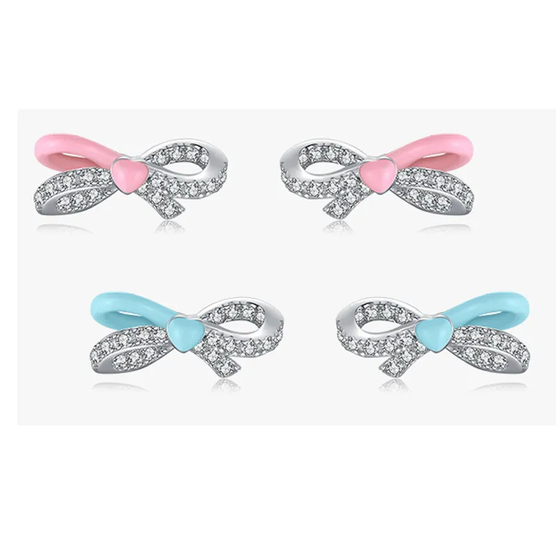 Lovely Zirconia Bow Stud Earring 40200253 - image1