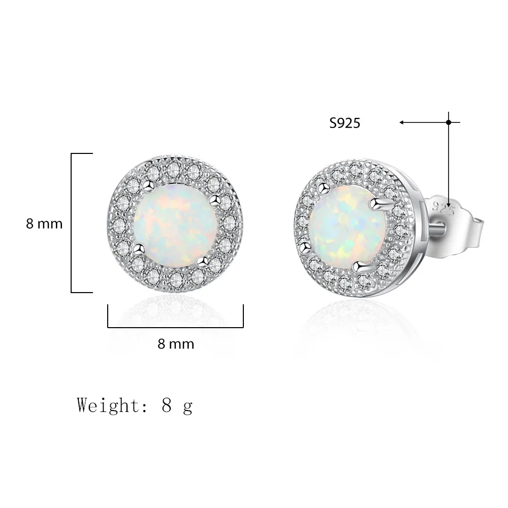 Round White Opal Stud Earring 40200254 - image2