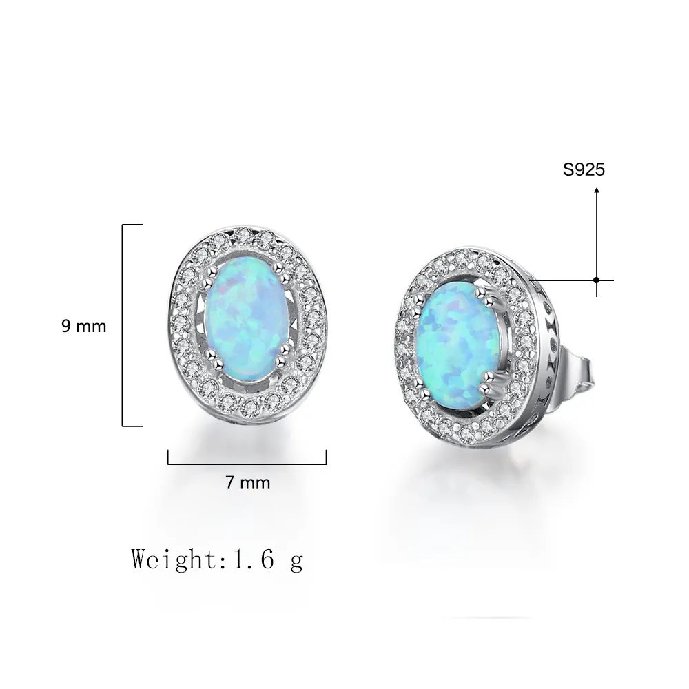 Vintage Oval Blue Opal Stud Earring 40200255 - image2