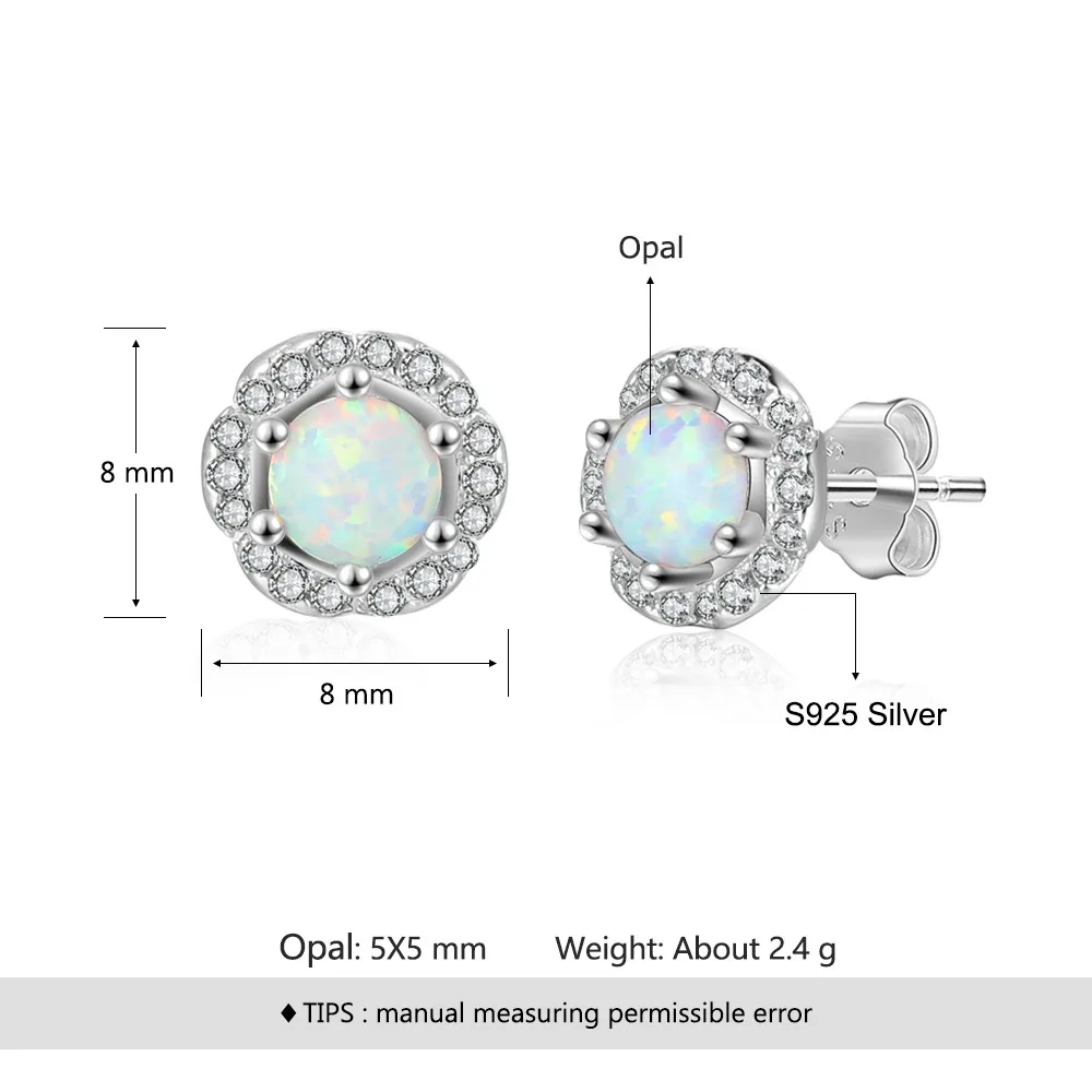 Vintage Flower White Opal Stud Earring 40200256 - image2