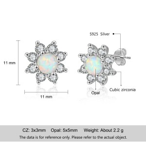 Vintage Flower White Opal Stud Earring 40200257